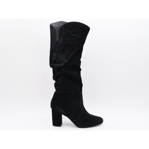 Laurie Felt Boots Womens 11 Black Suede Knee High Slouch Block Heel Pull On - Picture 4 of 11